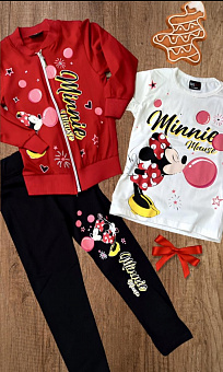Спортивний костюм трійка ( футболка+кофта на замку+леггінси) Minnie Mouse (Мінні Маус) TRW080124